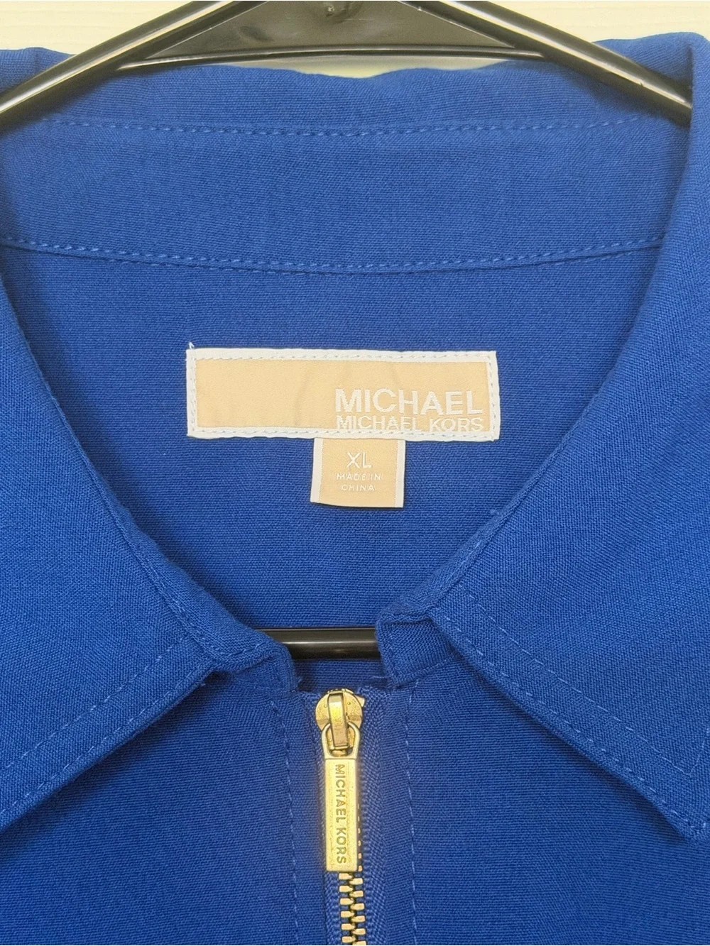 MICHAEL KORS Blue Zip Front Belted Utility Shirt Dress Women’s Size XL